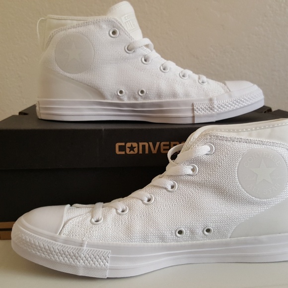 unisex white high top converse